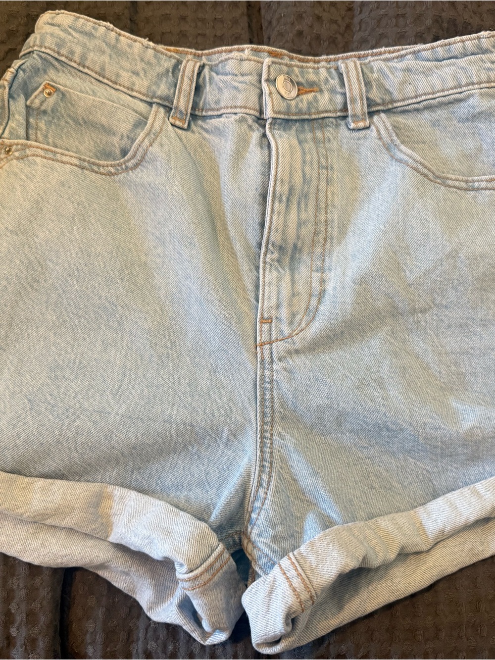 Zara Light Blue Denim Rolled-Hem Jean Shorts